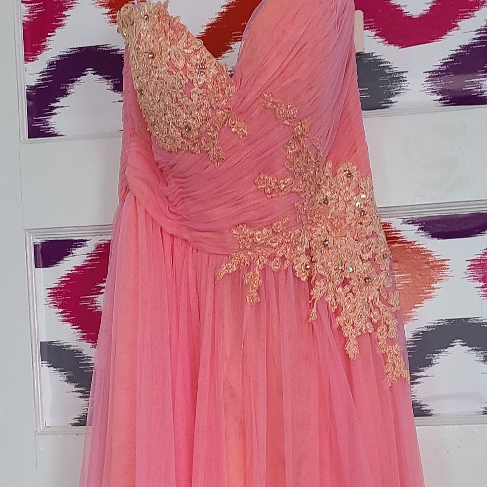 GORGEOUS!! SHERRI HILL Prom Dress, Style#11114, Pink/Peach - Size 12 New w/Tags